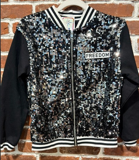 SVJ FREEDOM Patch with Black Sequin Vest and Black Sleeves