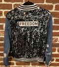 SVJ FREEDOM Patch Black with Ripped Blue Jean Sleeves