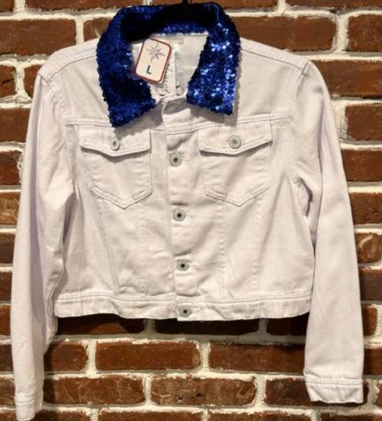 DBJ Let Freedom Bling White Denim Cropped Jacket