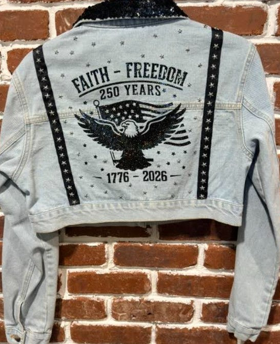 DBJ Faith Freedom Eagle Faded Denim with Black