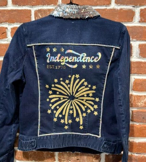 DBJ Independence Firework Iridescent Dark Denim Jacket