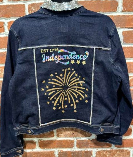 DBJ Independence Firework Iridescent Dark Denim Jacket