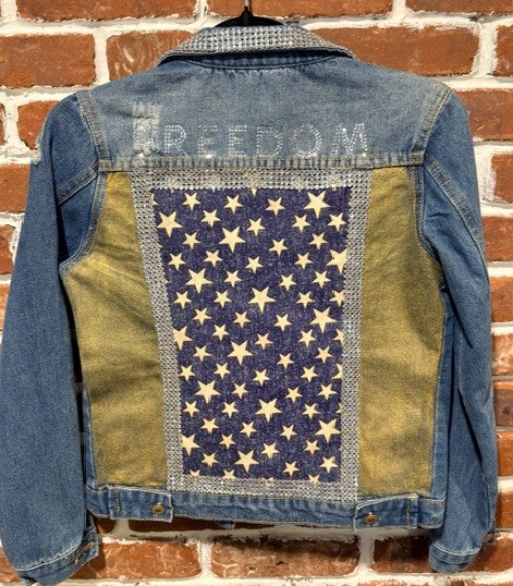DBJ FREEDOM with Blue Star Fabric and Gold Paint