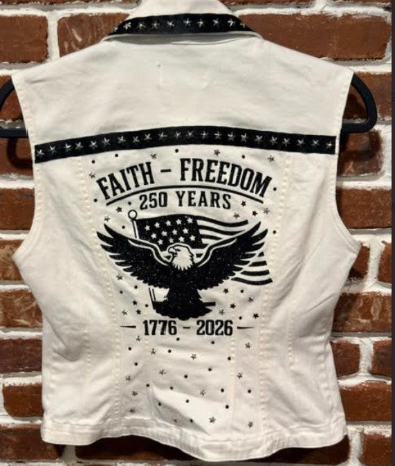 DBV Faith and Freedom 250  Eagle with White Denim Vest