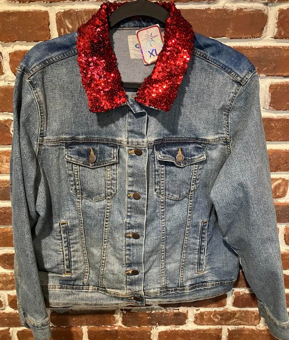 DBJ Red FREEDOM with Silver Fabric Painted Back and Flag