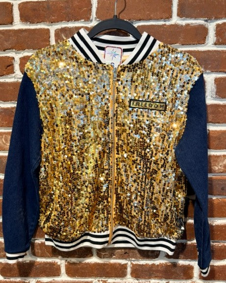 SVJ FREEDOM with Gold Sequin Vest with Dark Blue Sleeves