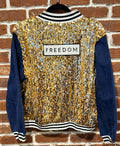 SVJ FREEDOM with Gold Sequin Vest and Dark Blue Sleeves