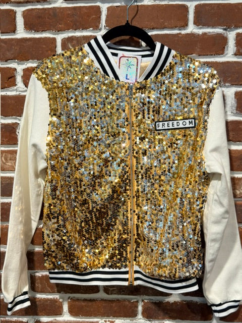 SVJ FREEDOM with Gold Sequin Vest and Cream Sleeves