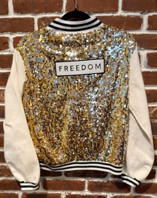 SVJ FREEDOM with Gold Sequin Vest and Cream Sleeves