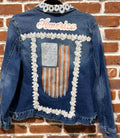 DBJ Burgundy/Red Sideways American Flag with Lace Collar