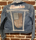 DBJ -Burgundy/Red America Slogan with Side Flag Jacket