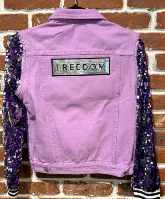 BBJ FREEDOM Silver Sequin patch with Lavender Vest and Purple Sequin Sleeves