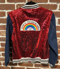 SVJ GOD'S TRADEMARK with Red Sequin Vest and Dark Blue Jean Sleeves
