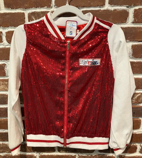 SVJ  1776 Patch Red Sequin Vest with White Sleeve