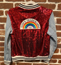 SVJ GOD'S TRADEMARK Red Sequin Vest with Light Blue Denim Sleeves
