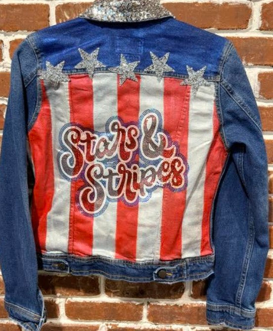 DBJ Stars and Stripes Jean Jacket with Embellishments