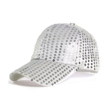Baseball Cap Sequin White/Silver