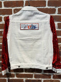 BBJ  1776 Jacket with White Denim Vest and Red Sequin Sleeves
